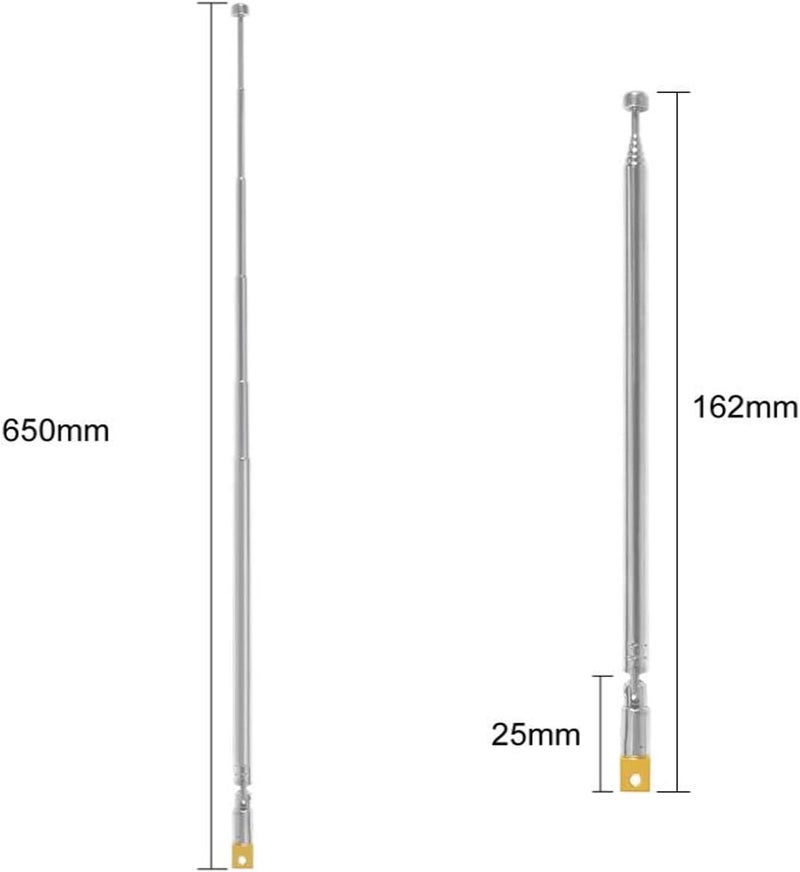 AEDIKO 5pcs Telescopic Antenna 6 Sections 65cm AM FM Antenna Portable Radio Antenna Replacement for Radio, TV and Other Electric Products - Image 3